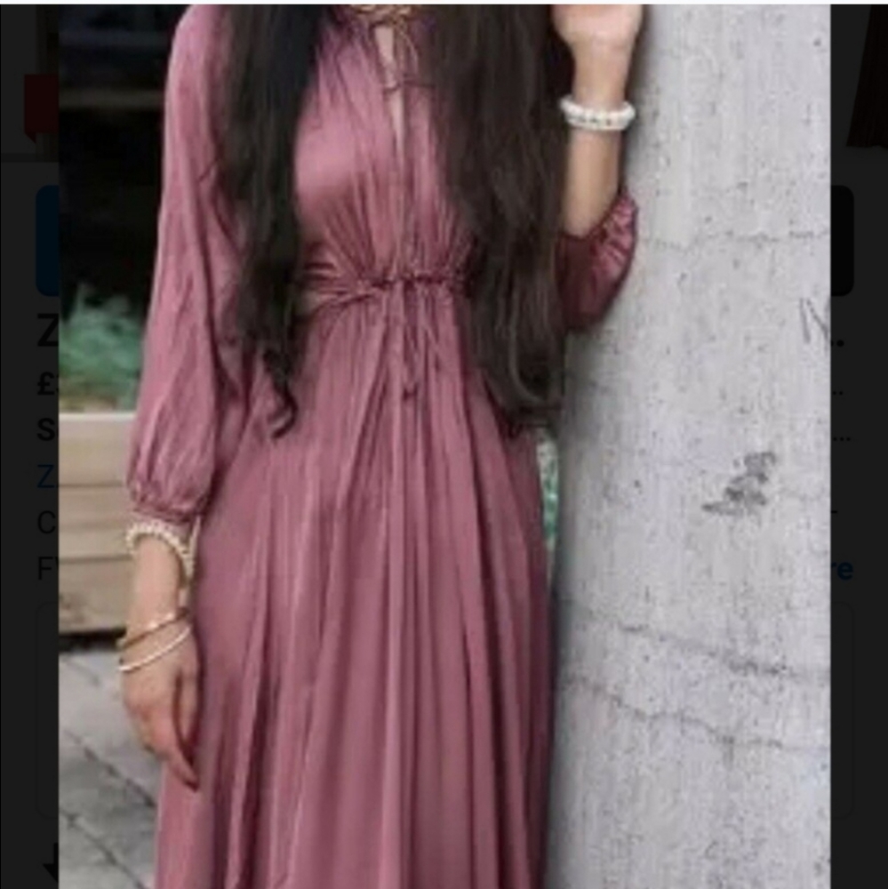Zara * Satin Cut Out Maxi Dress - Picture 7 of 16